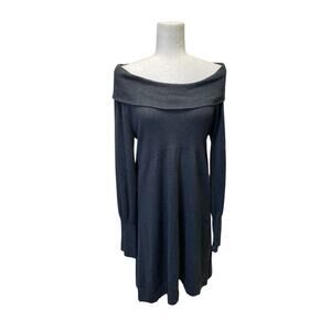 Lilla P Cotton Cashmere Off The Shoulder Grey Sweater Dress Knee Length XL